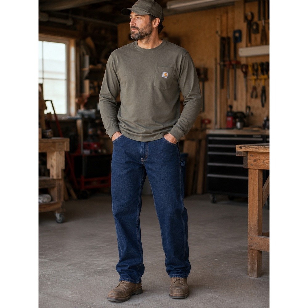Carhartt B13-DST Loose Original Fit Carpenter Jeans Dark Stone Denim 38x32 Mens - Picture 1 of 6